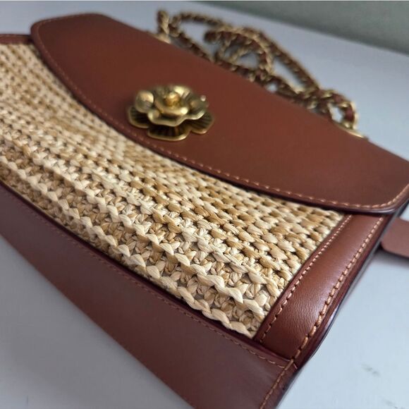 Coach Parker In Colorblock Woven Straw/Leather - Picture 5 of 16